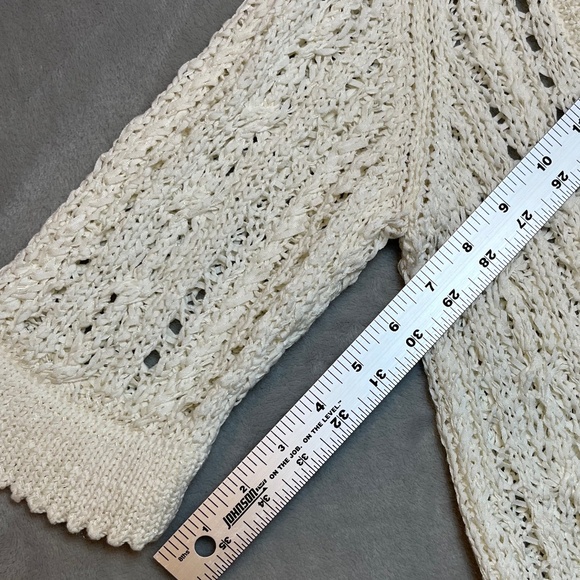 Marisa Christina Open Knit Sweater Cream Sweater Top sz L Indie Boho - Picture 12 of 15